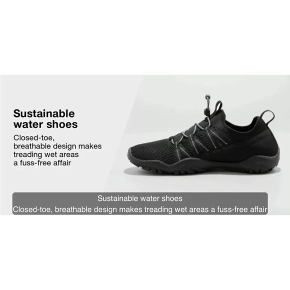 All in Motion Black Boat Men Shoes with Elastic Lacing - Picture 2 of 7